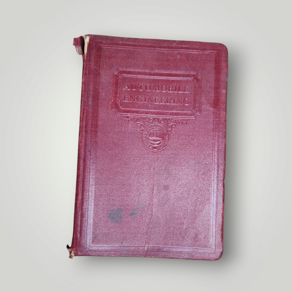 Vintage red book titled 'Automobile Engineering' american Technology School 1940